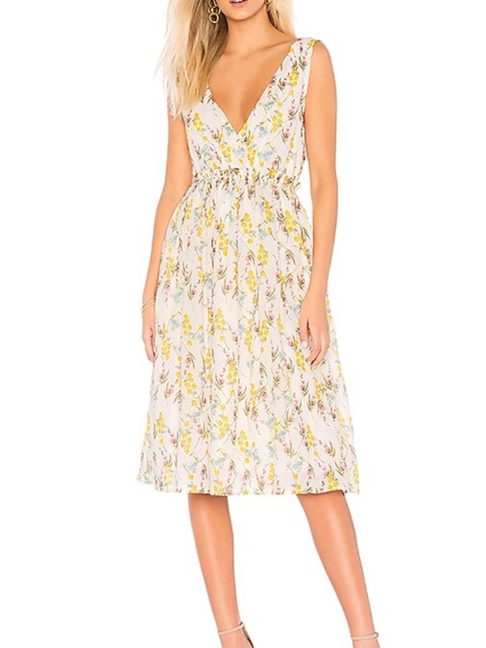 Revolve x Line + Dot Fleur Midi Dress in Fleur Cottagecore 100% Cotton